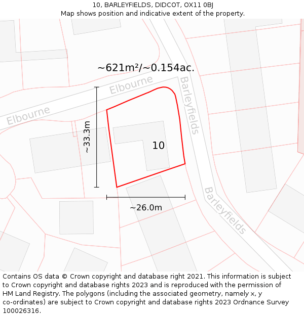 10, BARLEYFIELDS, DIDCOT, OX11 0BJ: Plot and title map