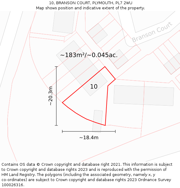 10, BRANSON COURT, PLYMOUTH, PL7 2WU: Plot and title map