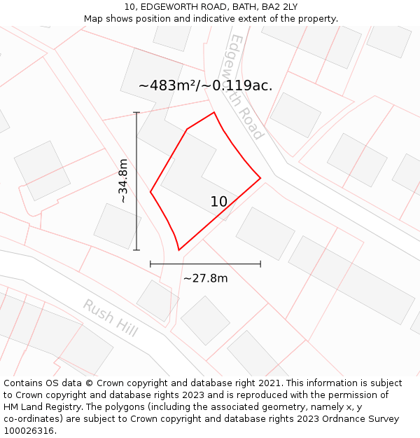 10, EDGEWORTH ROAD, BATH, BA2 2LY: Plot and title map