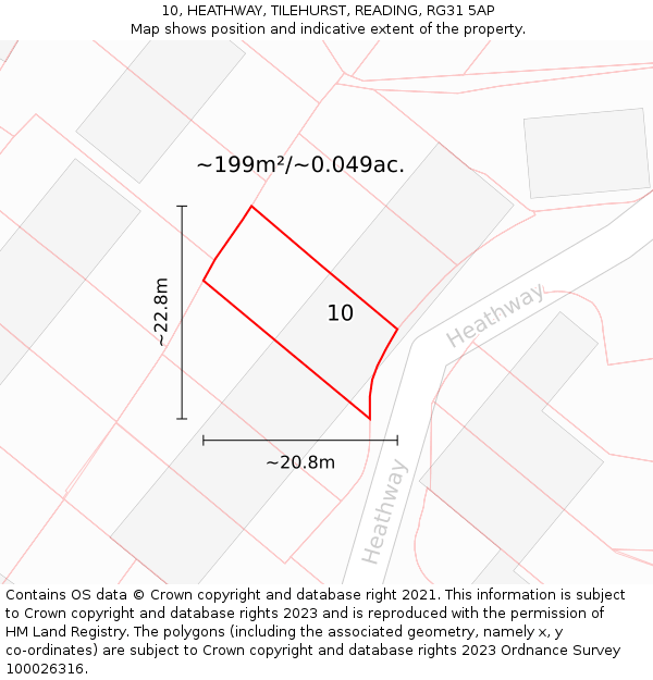 10, HEATHWAY, TILEHURST, READING, RG31 5AP: Plot and title map