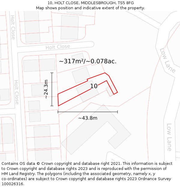 10, HOLT CLOSE, MIDDLESBROUGH, TS5 8FG: Plot and title map