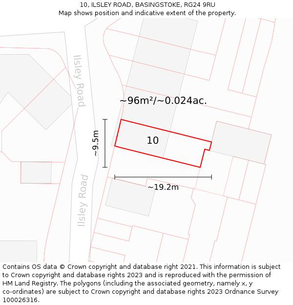 10, ILSLEY ROAD, BASINGSTOKE, RG24 9RU: Plot and title map