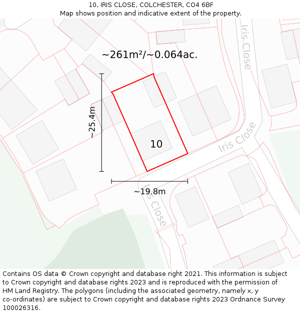 10, IRIS CLOSE, COLCHESTER, CO4 6BF: Plot and title map