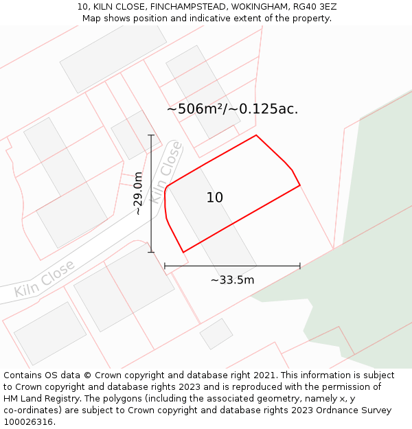 10, KILN CLOSE, FINCHAMPSTEAD, WOKINGHAM, RG40 3EZ: Plot and title map