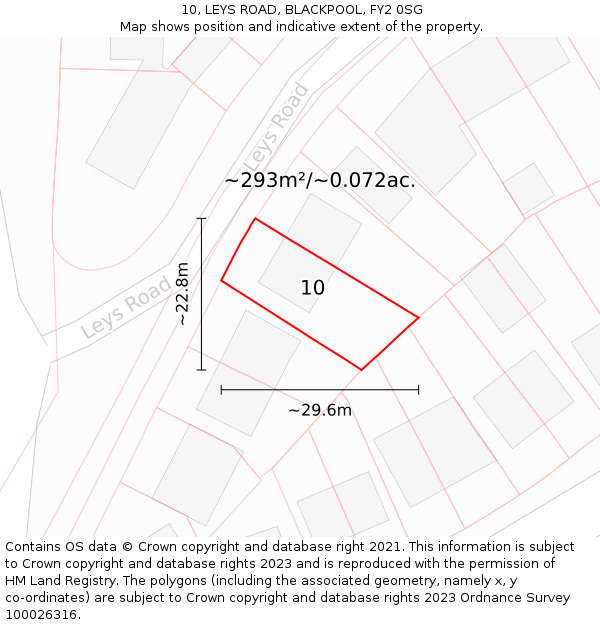 10, LEYS ROAD, BLACKPOOL, FY2 0SG: Plot and title map