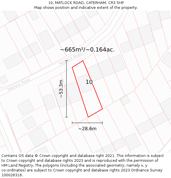 10, MATLOCK ROAD, CATERHAM, CR3 5HP: Plot and title map