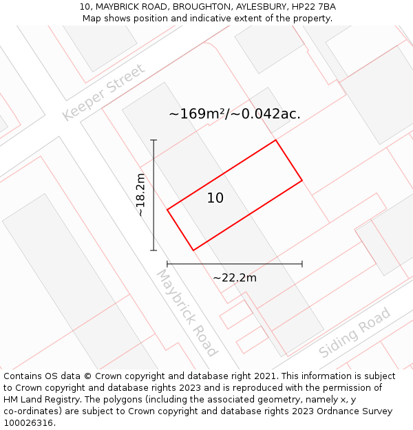10, MAYBRICK ROAD, BROUGHTON, AYLESBURY, HP22 7BA: Plot and title map