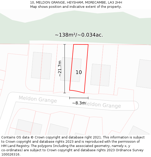 10, MELDON GRANGE, HEYSHAM, MORECAMBE, LA3 2HH: Plot and title map
