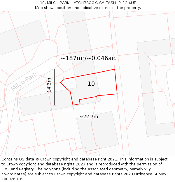 10, MILCH PARK, LATCHBROOK, SALTASH, PL12 4UF: Plot and title map