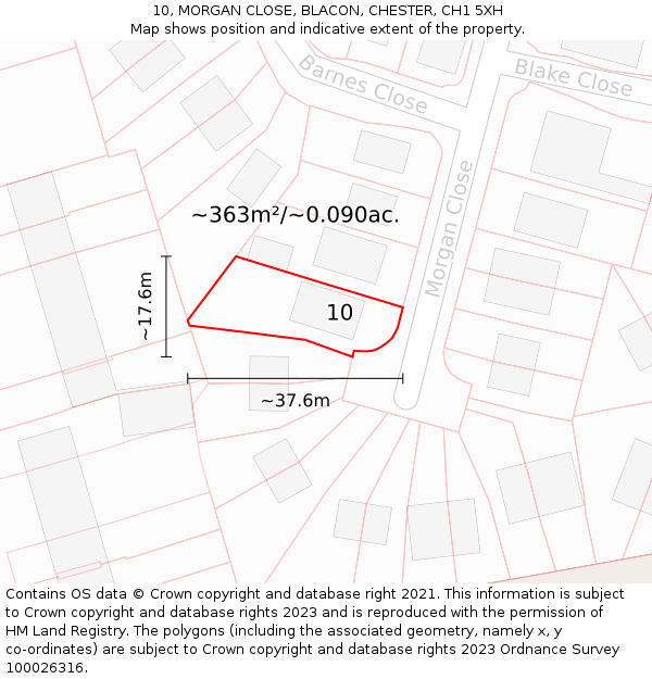 10, MORGAN CLOSE, BLACON, CHESTER, CH1 5XH: Plot and title map