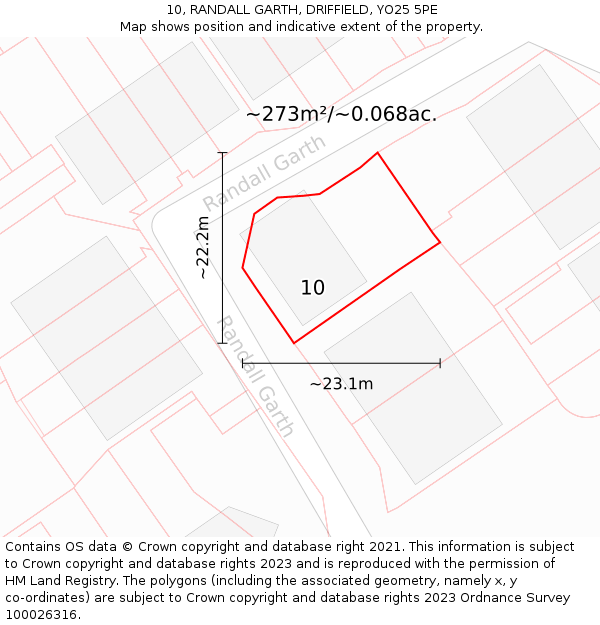 10, RANDALL GARTH, DRIFFIELD, YO25 5PE: Plot and title map