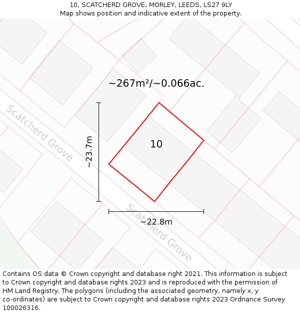 10, SCATCHERD GROVE, MORLEY, LEEDS, LS27 9LY: Plot and title map