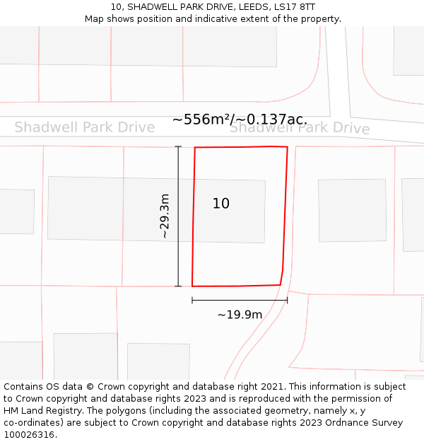 10, SHADWELL PARK DRIVE, LEEDS, LS17 8TT: Plot and title map