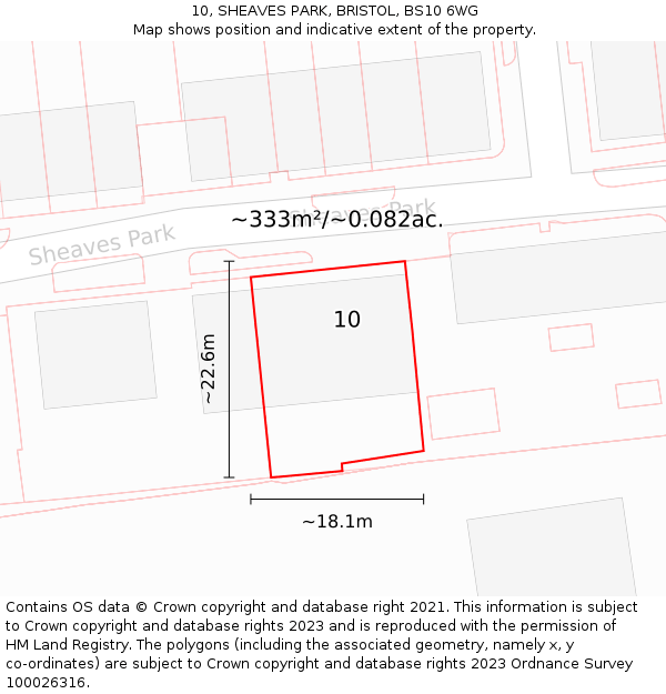 10, SHEAVES PARK, BRISTOL, BS10 6WG: Plot and title map