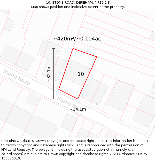 10, STONE ROAD, DEREHAM, NR19 1JS: Plot and title map