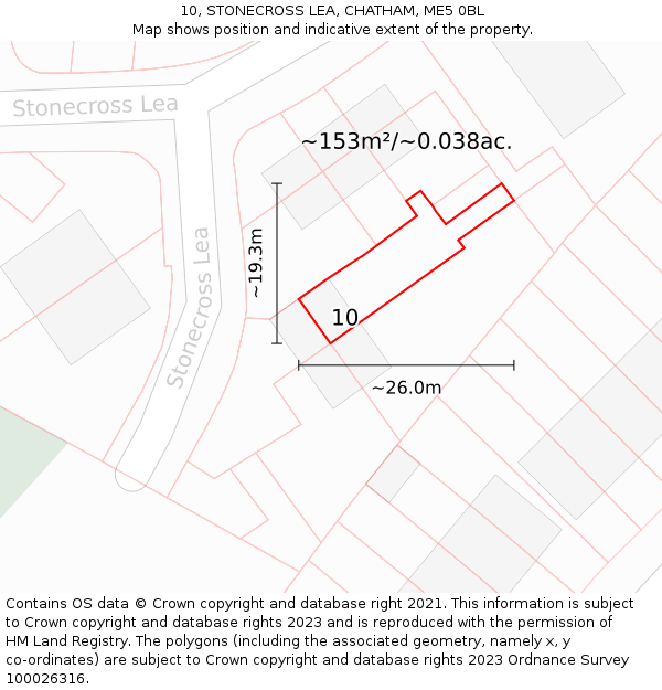 10, STONECROSS LEA, CHATHAM, ME5 0BL: Plot and title map