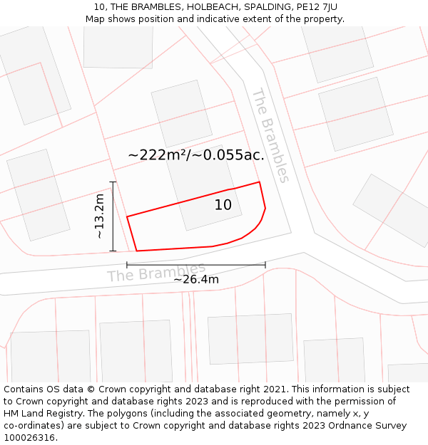 10, THE BRAMBLES, HOLBEACH, SPALDING, PE12 7JU: Plot and title map