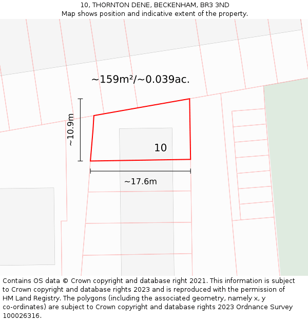 10, THORNTON DENE, BECKENHAM, BR3 3ND: Plot and title map