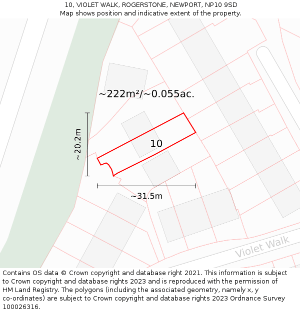 10, VIOLET WALK, ROGERSTONE, NEWPORT, NP10 9SD: Plot and title map