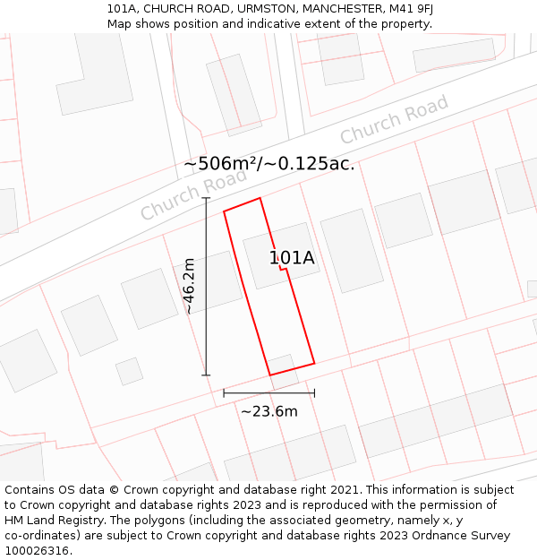 101A, CHURCH ROAD, URMSTON, MANCHESTER, M41 9FJ: Plot and title map