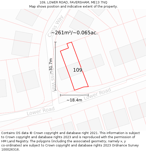 109, LOWER ROAD, FAVERSHAM, ME13 7NQ: Plot and title map