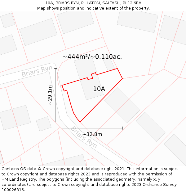 10A, BRIARS RYN, PILLATON, SALTASH, PL12 6RA: Plot and title map