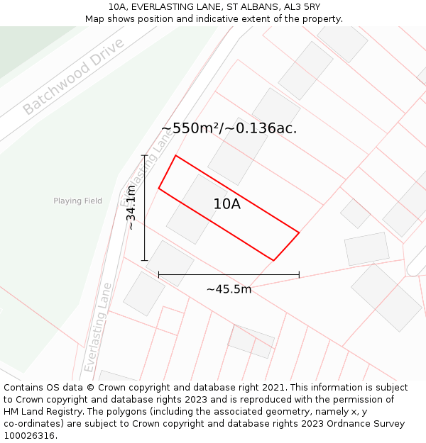 10A, EVERLASTING LANE, ST ALBANS, AL3 5RY: Plot and title map