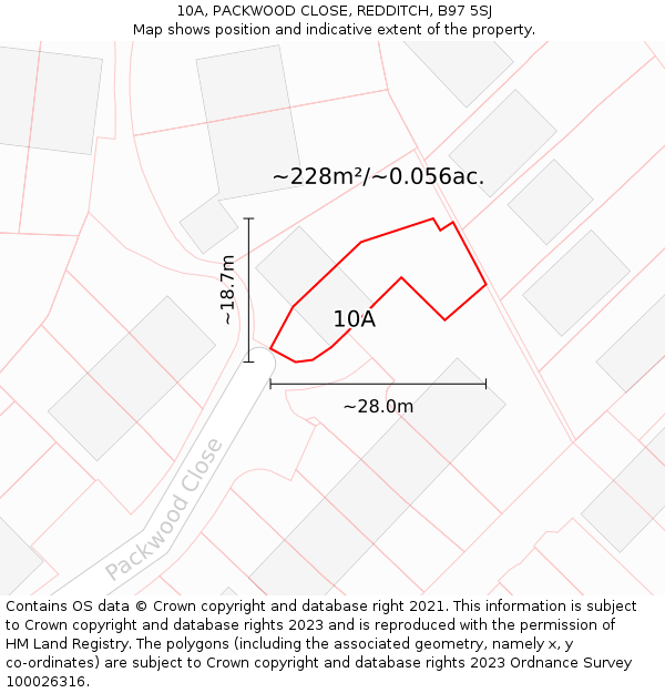 10A, PACKWOOD CLOSE, REDDITCH, B97 5SJ: Plot and title map