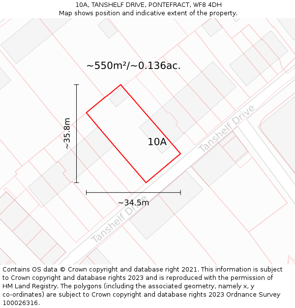 10A, TANSHELF DRIVE, PONTEFRACT, WF8 4DH: Plot and title map