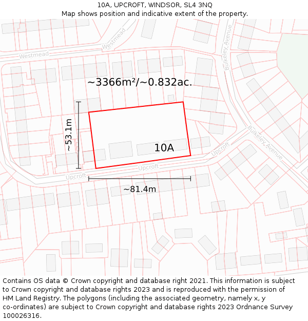 10A, UPCROFT, WINDSOR, SL4 3NQ: Plot and title map