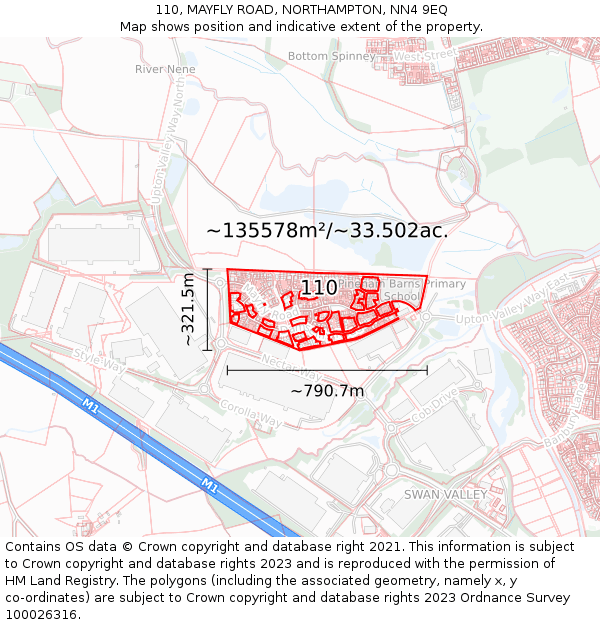 110, MAYFLY ROAD, NORTHAMPTON, NN4 9EQ: Plot and title map