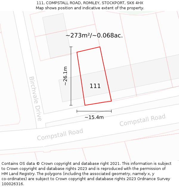 111, COMPSTALL ROAD, ROMILEY, STOCKPORT, SK6 4HX: Plot and title map