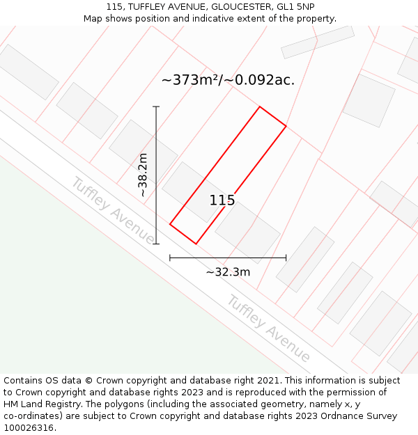 115, TUFFLEY AVENUE, GLOUCESTER, GL1 5NP: Plot and title map