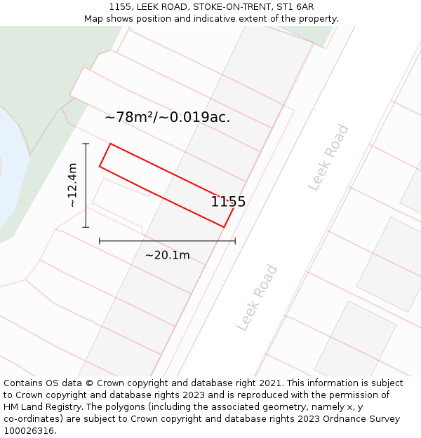 1155, LEEK ROAD, STOKE-ON-TRENT, ST1 6AR: Plot and title map