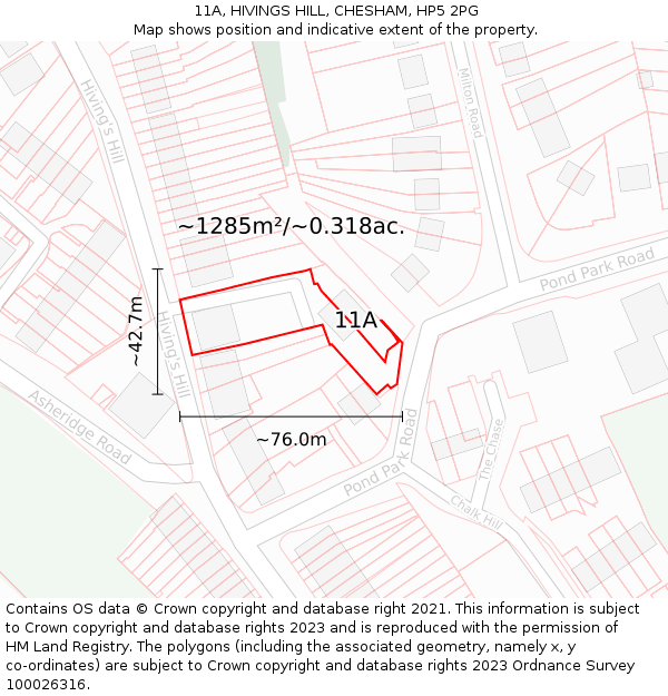 11A, HIVINGS HILL, CHESHAM, HP5 2PG: Plot and title map