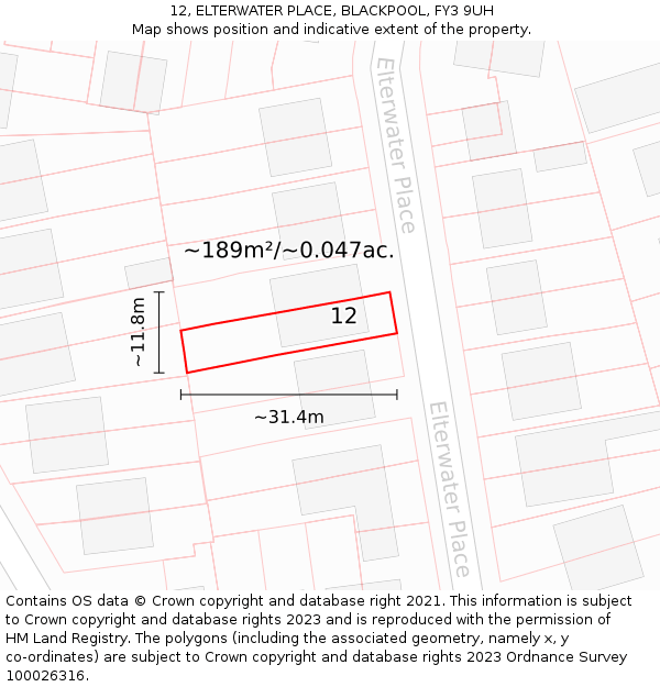 12, ELTERWATER PLACE, BLACKPOOL, FY3 9UH: Plot and title map