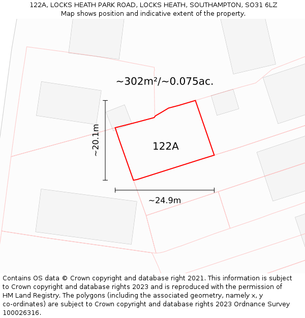 122A, LOCKS HEATH PARK ROAD, LOCKS HEATH, SOUTHAMPTON, SO31 6LZ: Plot and title map