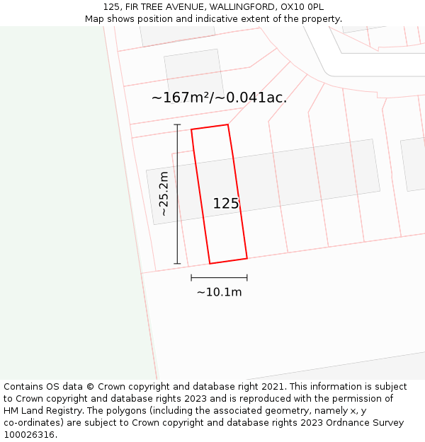 125, FIR TREE AVENUE, WALLINGFORD, OX10 0PL: Plot and title map