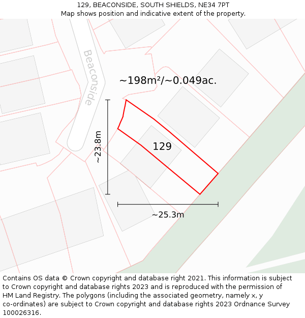 129, BEACONSIDE, SOUTH SHIELDS, NE34 7PT: Plot and title map