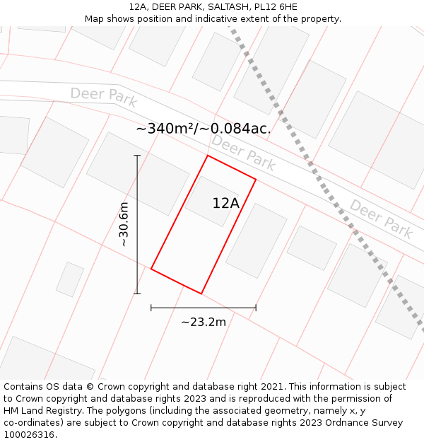 12A, DEER PARK, SALTASH, PL12 6HE: Plot and title map