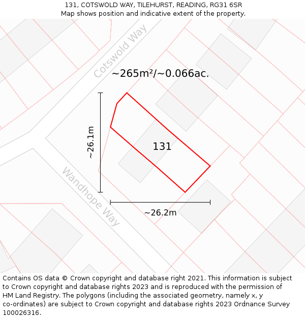 131, COTSWOLD WAY, TILEHURST, READING, RG31 6SR: Plot and title map