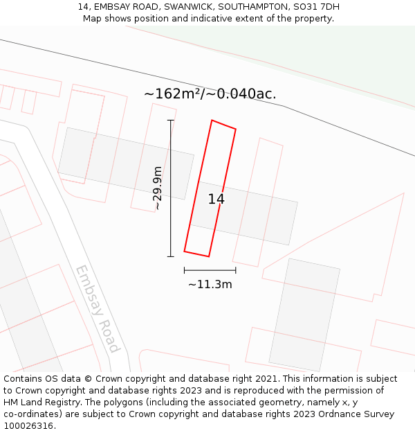 14, EMBSAY ROAD, SWANWICK, SOUTHAMPTON, SO31 7DH: Plot and title map
