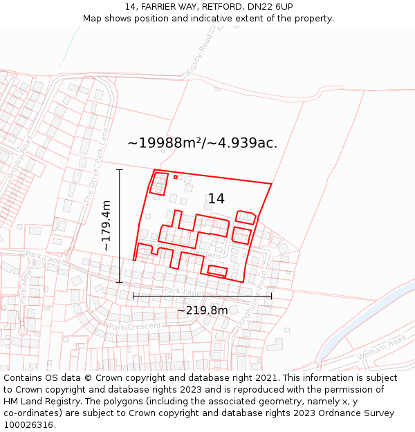 14, FARRIER WAY, RETFORD, DN22 6UP: Plot and title map