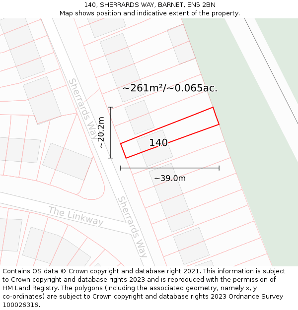 140, SHERRARDS WAY, BARNET, EN5 2BN: Plot and title map
