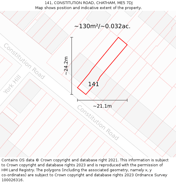 141, CONSTITUTION ROAD, CHATHAM, ME5 7DJ: Plot and title map