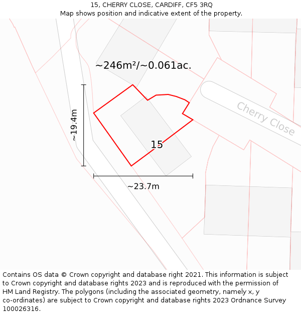 15, CHERRY CLOSE, CARDIFF, CF5 3RQ: Plot and title map