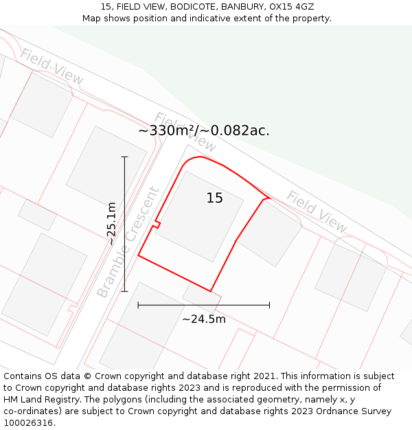 15, FIELD VIEW, BODICOTE, BANBURY, OX15 4GZ: Plot and title map