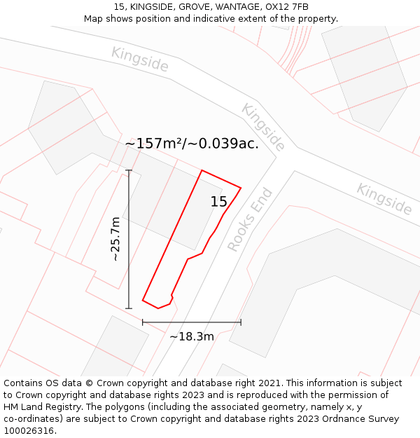 15, KINGSIDE, GROVE, WANTAGE, OX12 7FB: Plot and title map
