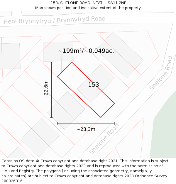 153, SHELONE ROAD, NEATH, SA11 2NE: Plot and title map