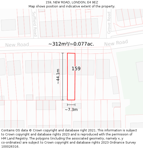159, NEW ROAD, LONDON, E4 9EZ: Plot and title map